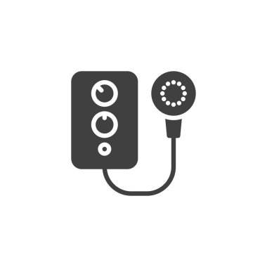 Elektrikli su ısıtıcı vektör simgesi. Mobil konsept ve web tasarımı için düz tabela. Elektrikli duş sembolü. Sembol, logo çizimi. Vektör grafikleri