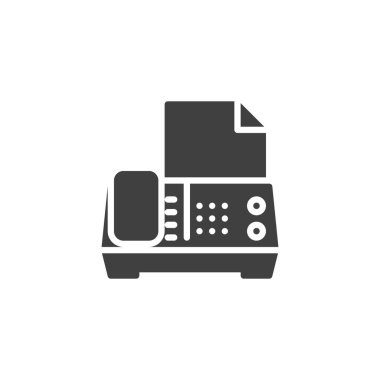 Faks makinesi vektör simgesi. Mobil konsept ve web tasarımı için düz tabela. Ofis faks simgesi. Sembol, logo çizimi. Vektör grafikleri