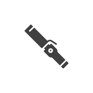 Saç kıvıran demir vektör ikonu. Mobil konsept ve web tasarımı için düz tabela. Körling Demir kabartma simgesi. Sembol, logo çizimi. Vektör grafikleri