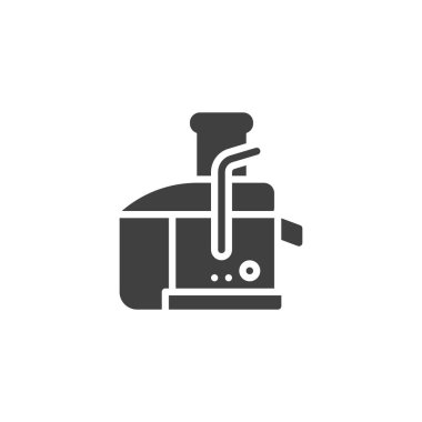 Meyve sıkacağı makine vektör simgesi. Mobil konsept ve web tasarımı için düz tabela. Meyve sıkacağı sembolü. Sembol, logo çizimi. Vektör grafikleri