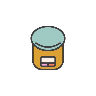 Mutfak pulları ana hatları doldurmuş, çizgi vektör işareti, beyaz üzerine izole edilmiş doğrusal renkli resim. Sembol, logo çizimi. Vektör grafikleri