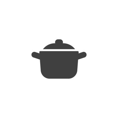 Pan vektör ikonu pişiriliyor. Mobil konsept ve web tasarımı için düz tabela. Tencere kabuğu sembolü. Sembol, logo çizimi. Vektör grafikleri