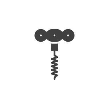 Tirbüşon vektör simgesi. Mobil konsept ve web tasarımı için düz tabela. Şişe açacağı kabartma simgesi. Sembol, logo çizimi. Vektör grafikleri