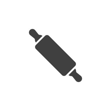 Rolling pin vektör simgesi. Mobil konsept ve web tasarımı için düz tabela. Hamur hamuru sembolü. Sembol, logo çizimi. Vektör grafikleri