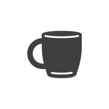 Kahve bardağı vektör simgesi. mobil konsept ve web tasarımı için düz tabela dolu. Çay bardağı glyph simgesi. Sembol, logo illüstrasyonu. Vektör grafikleri