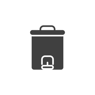 Çöp kovası vektör simgesi. Mobil konsept ve web tasarımı için düz tabela. Pedal tozu kabartma simgesi. Sembol, logo çizimi. Vektör grafikleri