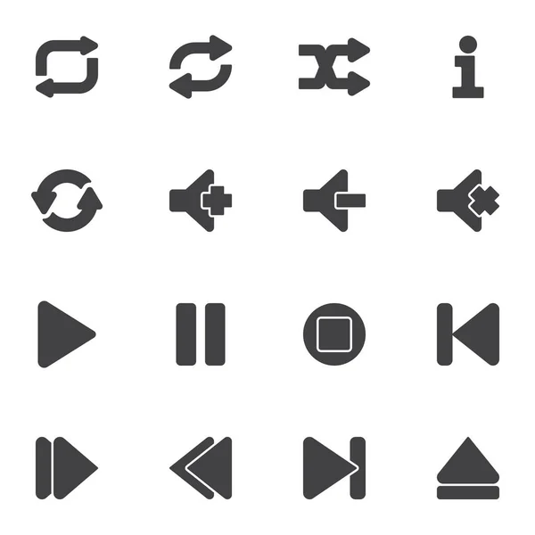 Conjunto Ícones Vetor Botão Jogador Multimídia Coleção Símbolos Sólidos Modernos — Vetor de Stock