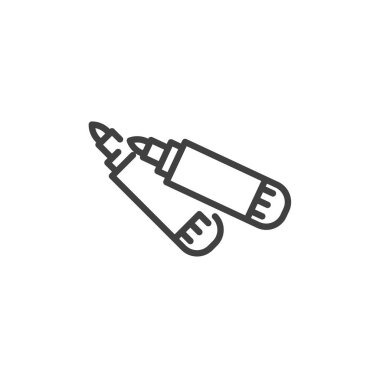 Kalem satırı simgesi. Mobil konsept ve web tasarımı için doğrusal biçim işareti. İşaretleyici ana hatlı vektör simgesini vurgula. Sembol, logo çizimi. Vektör grafikleri