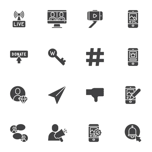 Media Społecznościowe Zestaw Ikon Wektorowych Komunikacji Nowoczesna Kolekcja Symboli Stałych — Wektor stockowy