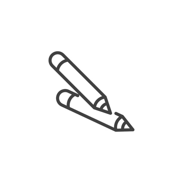 鉛筆2本の線のアイコン モバイルコンセプトとウェブデザインのためのリニアスタイルのサイン クレヨンの輪郭ベクトルアイコン シンボル ロゴイラスト ベクトルグラフィックス — ストックベクタ
