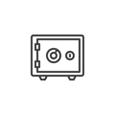 Banka güvenli hat simgesi. Mobil konsept ve web tasarımı için doğrusal biçim işareti. Mevduat kutusu ana hatlı vektör simgesi. Sembol, logo çizimi. Vektör grafikleri