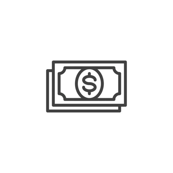 Geld Lijn Pictogram Lineair Stijlteken Voor Mobiel Concept Webdesign Dollar — Stockvector