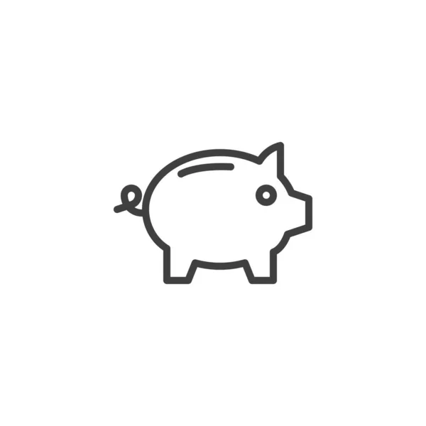 小猪银行线图标 移动概念和网页设计的线性风格标志 Coins Piggy Bank轮廓矢量图标 标识插图 矢量图形 — 图库矢量图片