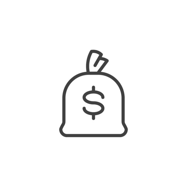 钱袋行图标 移动概念和网页设计的线性样式符号 美元钱袋轮廓矢量图标 徽标插图 矢量图形 — 图库矢量图片