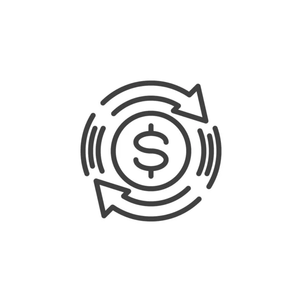 Money Flow Line Icon Dollar Coin Arrows Linear Style Sign — Stock Vector
