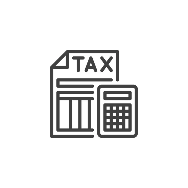 税务计算器行图标 移动概念和网页设计的线性风格标志 税收表和计算器概述向量图标 标识插图 矢量图形 — 图库矢量图片