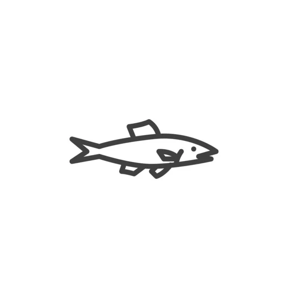 Anchovies鱼线图标 移动概念和网页设计的线性风格标志 开胃海鲜轮廓矢量图标 标识插图 矢量图形 — 图库矢量图片