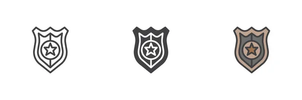 Odznaka Policyjna Ikoną Gwiazdy Innym Stylu Linia Glif Wypełniony Zarys — Wektor stockowy