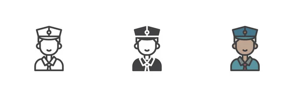 Полицейский Другой Стиль Иконки Строка Глиф Заполненный Контур Красочная Версия — стоковый вектор