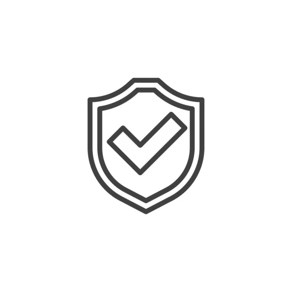 Escudo Con Marca Verificación Icono Línea Signo Estilo Lineal Para — Vector de stock