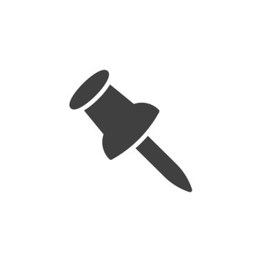 Pin vektör simgesine bas. Mobil konsept ve web tasarımı için düz tabela. Raptiye glifinin simgesi. Sembol, logo çizimi. Vektör grafikleri