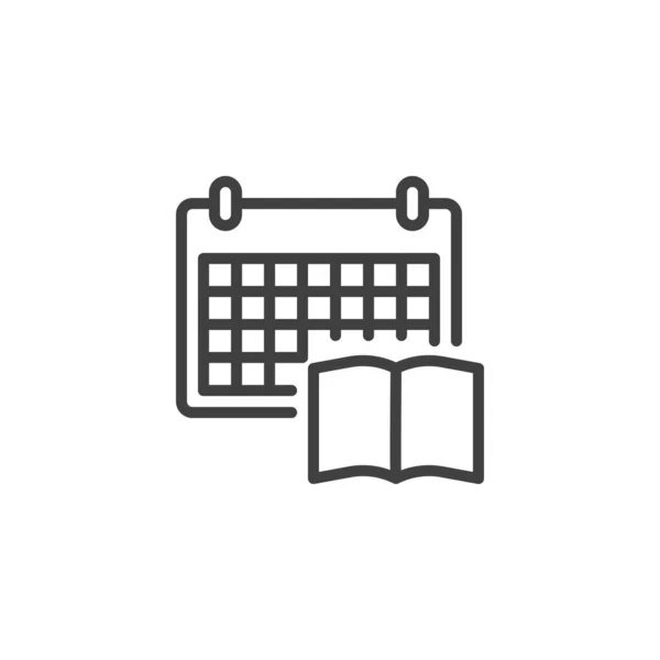 Ikona Plánu Vzdělávání Kalendář Kniha Lineární Styl Znamení Pro Mobilní — Stockový vektor