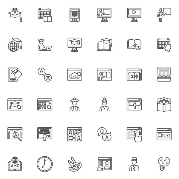 Iconos Línea Educación Línea Establecidos Learning Colección Símbolos Estilo Lineal — Vector de stock
