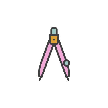 Okul pusulası ana hat simgesi, çizgi vektör işareti, beyaz üzerine izole edilmiş doğrusal renkli resim. Sembol, logo çizimi. Vektör grafikleri