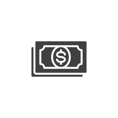 Dolar kağıt fatura vektör simgesi. Mobil konsept ve web tasarımı için düz tabela. Nakit para sembolü. Sembol, logo çizimi. Vektör grafikleri
