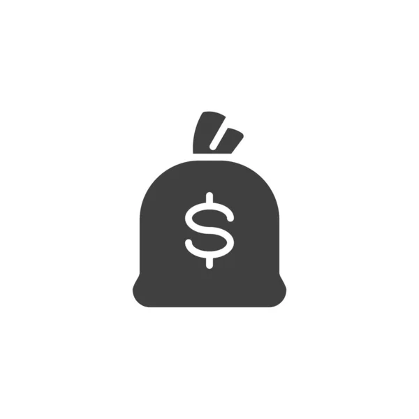 钱袋矢量图标 填充平面标志 用于移动概念和网页设计 美元钱袋字形图标 徽标插图 矢量图形 — 图库矢量图片