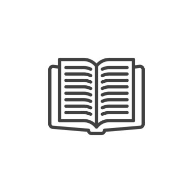 Kitap satırı simgesini okuma. mobil konsept ve web tasarımı için doğrusal stil işareti. Açık kitap sayfaları vektör simgesianahat. Sembol, logo illüstrasyonu. Vektör grafikleri
