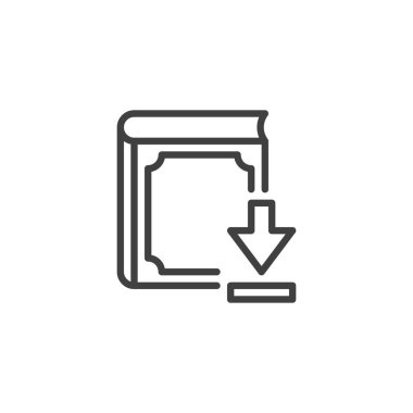 Download book line icon. linear style sign for mobile concept and web design. Book and arrow down outline vector icon. Symbol, logo illustration. Vector graphics