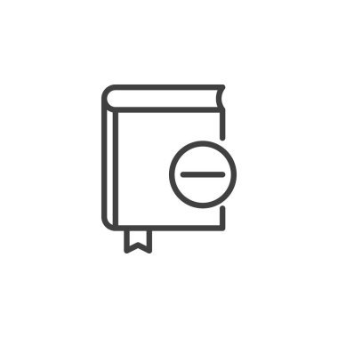 Kitap satırı simgesini kaldır. Mobil konsept ve web tasarımı için doğrusal biçim işareti. Kitap özet vektör simgesini sil. Sembol, logo çizimi. Vektör grafikleri