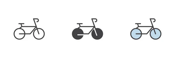 Fahrrad Andere Stil Symbol Set Linie Glyphe Und Gefüllte Umrisse — Stockvektor
