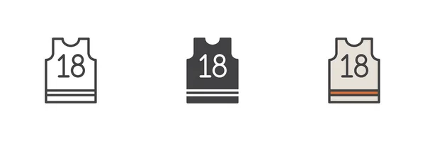 Αθλητική Φανέλα Αριθμό Δεκαοκτώ Διαφορετικά Στυλ Εικονίδιο Που Γραμμή Glyph — Διανυσματικό Αρχείο