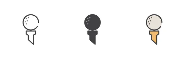 Гольф Мяч Иконка Разного Стиля Набор Строка Глиф Заполненный Контур — стоковый вектор