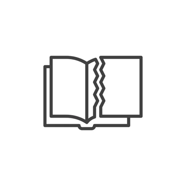 书页线图标撕破 移动概念和网页设计的线性风格标志 扭曲的书页轮廓矢量图标 标识插图 矢量图形 — 图库矢量图片
