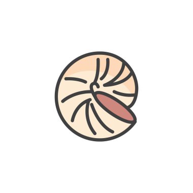 Salyangoz kabuğu dış hat simgesi, çizgi vektör işareti, beyaz üzerine izole edilmiş doğrusal renkli resim. Sembol, logo çizimi. Vektör grafikleri
