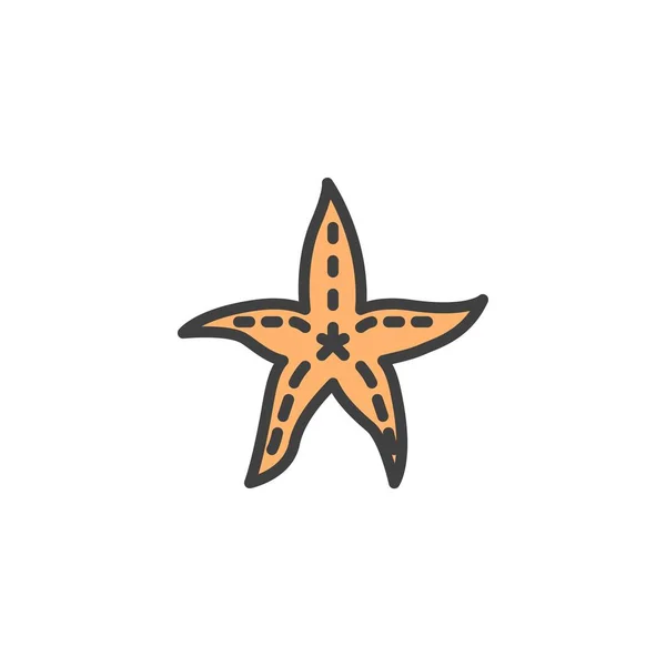 Starfish Preenchido Ícone Contorno Sinal Vetor Linha Pictograma Colorido Linear — Vetor de Stock