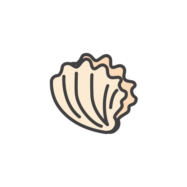 Shell Shellfish Preenchido Ícone Esboço Sinal Vetor Linha Pictograma Colorido —  Vetores de Stock