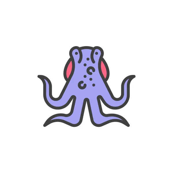 Октопус Морской Животные Заполнены Контур Значок Знак Вектора Линии Линейные — стоковый вектор
