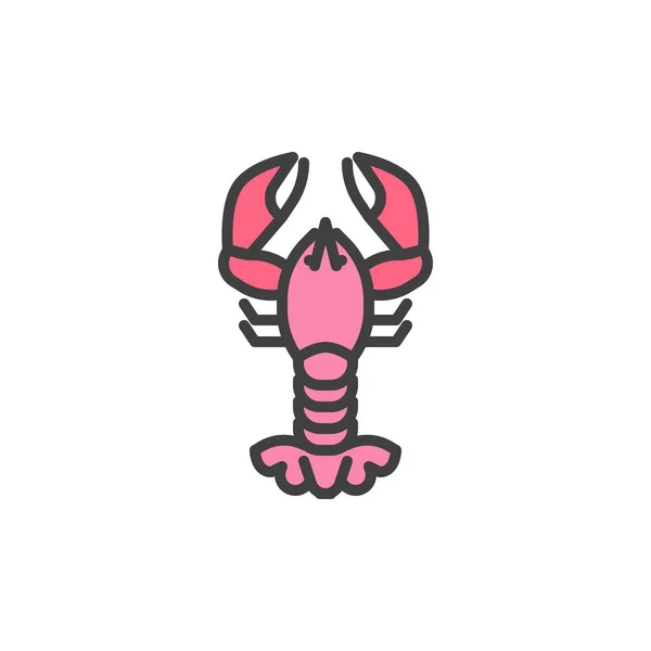 Crayfish Lobster Заповнений Значок Контуру Лінійний Векторний Знак Лінійна Барвиста — стоковий вектор