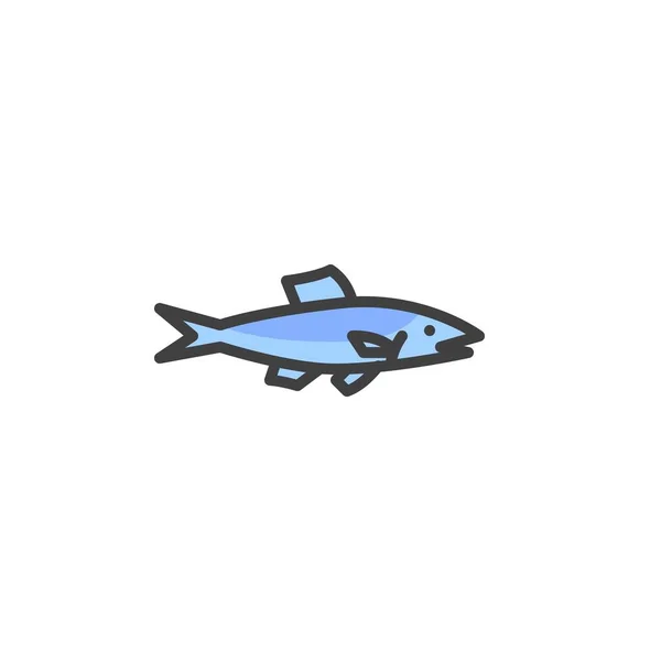 Ančovičky Ryby Vyplněné Obrysovou Ikonou Čárový Vektorový Znak Lineární Barevný — Stockový vektor