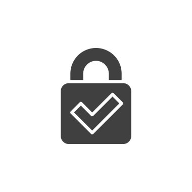 İşaretleme vektör simgesi ile kilitle. Mobil konsept ve web tasarımı için koruma altına alınmış düz tabela. Özel koruma sembolü simgesi. Sembol, logo çizimi. Vektör grafikleri