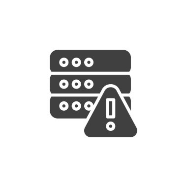 Veri merkezi hata vektörü simgesi. Mobil konsept ve web tasarımı için düz tabela. Bilgisayar sunucusu arızası uyarı simgesi. Sembol, logo çizimi. Vektör grafikleri