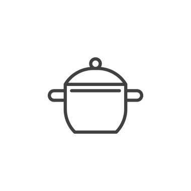 Tencere dibin kara seninki benden kara. Mobil konsept ve web tasarımı için doğrusal biçim işareti. Tencere hatları vektör simgesi. Sembol, logo çizimi. Vektör grafikleri