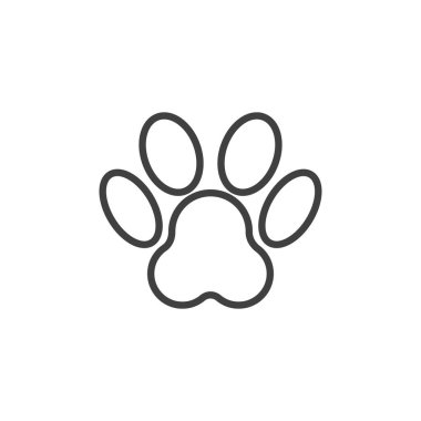 Hayvan pençesi iz çizgisi simgesi. Mobil konsept ve web tasarımı için doğrusal biçim işareti. Evcil hayvan pençesi iz çizgisi vektör simgesi. Sembol, logo çizimi. Vektör grafikleri
