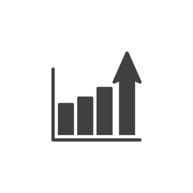 Çubuk grafik büyüme vektör simgesi. Mobil konsept ve web tasarımı için düz tabela. İstatistik grafik simgesi. Sembol, logo çizimi. Vektör grafikleri