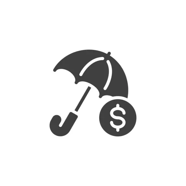 Umbrella Dollar Coin Vector Icon Safe Money Filled Flat Sign — Stock Vector