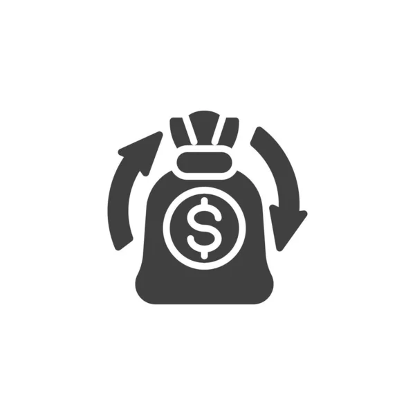 钱袋和箭头矢量图标 填写了移动概念和网页设计的平面标志 金融投资字谜图标 标识插图 矢量图形 — 图库矢量图片